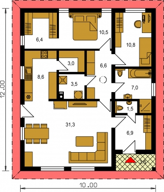 Floor plan of ground floor - BUNGALOW 197